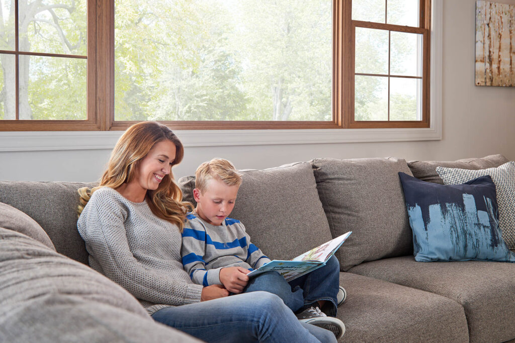 woman with child reading book