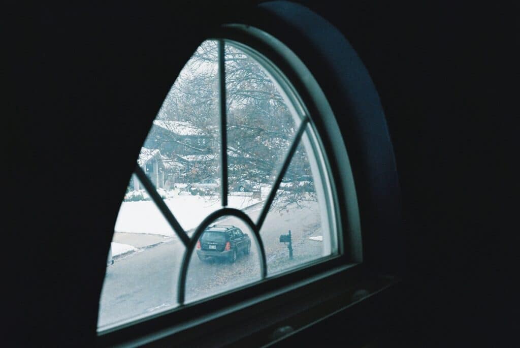 custom window overlooking snowy winter street